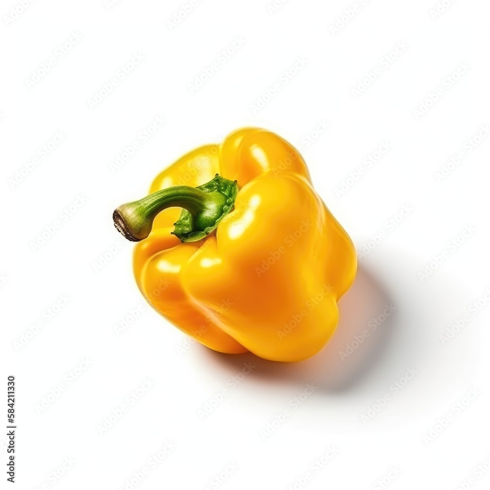 yellow bell pepper shot from above, isolated background, top shot yellow bell pepper shot from above, isolated background, top shot