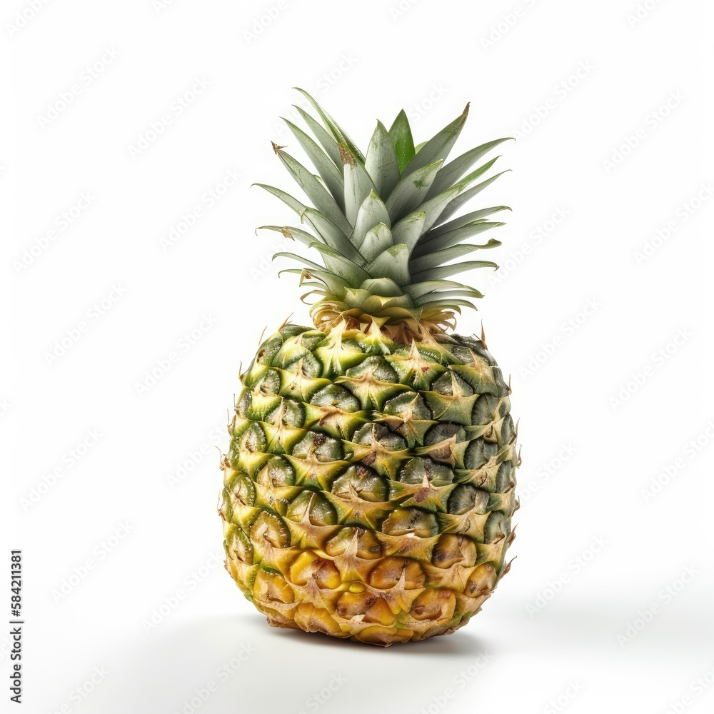 front view of a pineapple isolated on white background front view of a pineapple isolated on white background