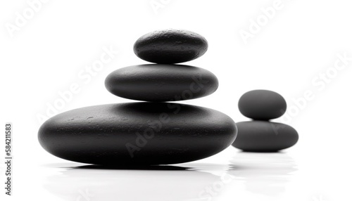 zen black stones isolated on white background