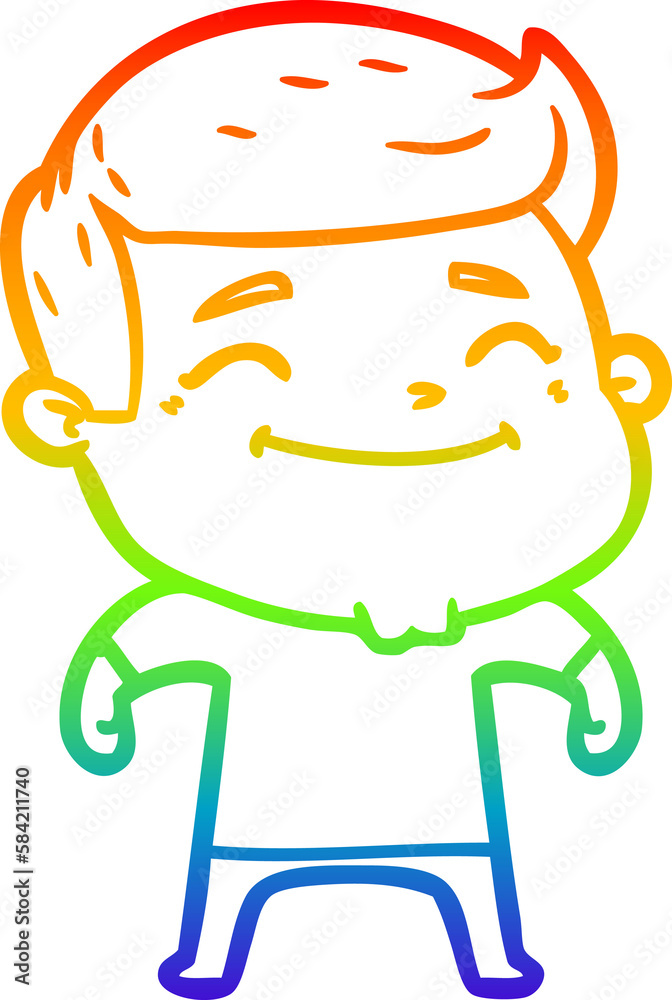 rainbow gradient line drawing happy cartoon man rainbow gradient line drawing happy cartoon man