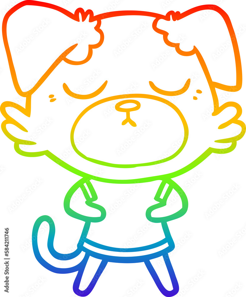 rainbow gradient line drawing cute cartoon dog