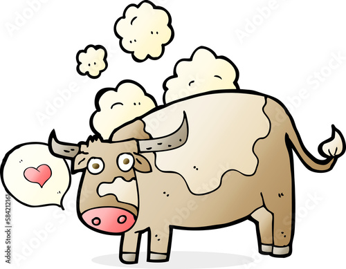 cartoon cow with love heart