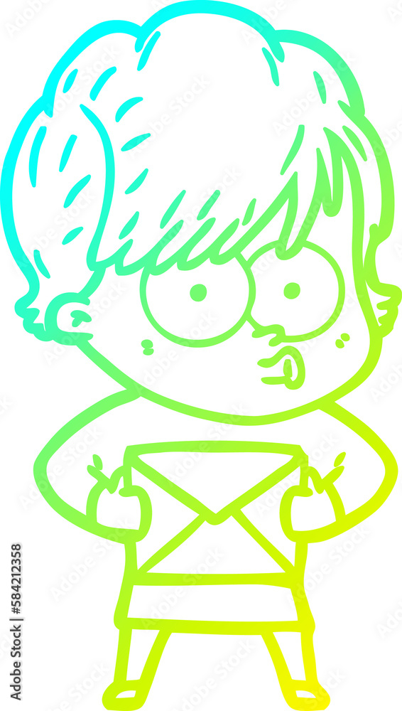 cold gradient line drawing cartoon woman cold gradient line drawing cartoon woman