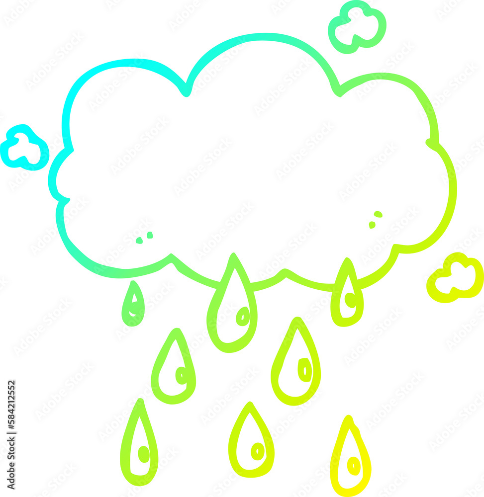 cold gradient line drawing cartoon cloud raining cold gradient line drawing cartoon cloud raining