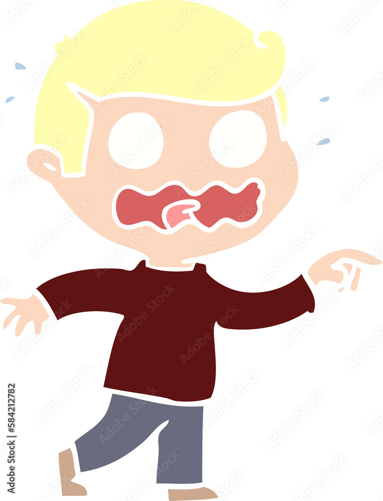 flat color style cartoon stressed out pointing flat color style cartoon stressed out pointing