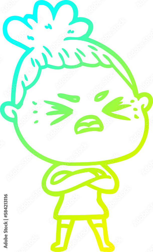cold gradient line drawing cartoon angry woman cold gradient line drawing cartoon angry woman