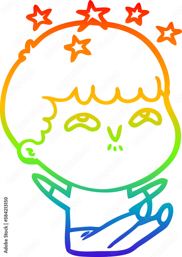 rainbow gradient line drawing cartoon amazed boy rainbow gradient line drawing cartoon amazed boy