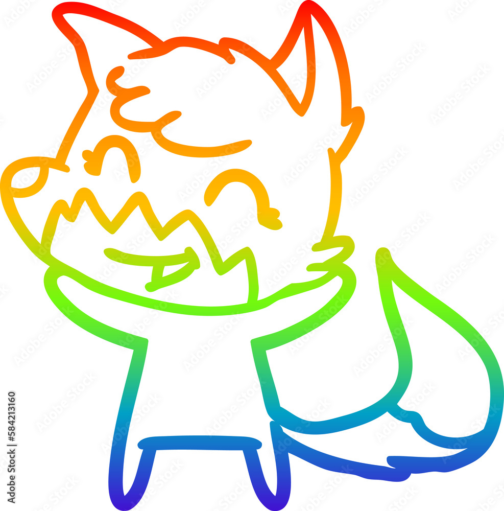 rainbow gradient line drawing happy cartoon fox rainbow gradient line drawing happy cartoon fox