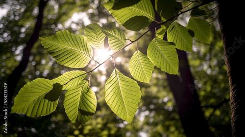 Psithurism, the rustling sound of leaves in the wind. Gorgeous depiction, created with Generative AI.