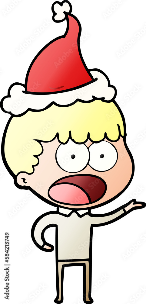 gradient cartoon of a shocked man wearing santa hat gradient cartoon of a shocked man wearing santa hat
