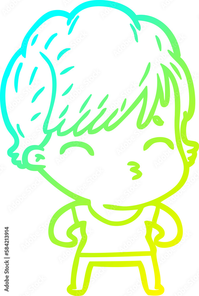 cold gradient line drawing cartoon woman thinking cold gradient line drawing cartoon woman thinking