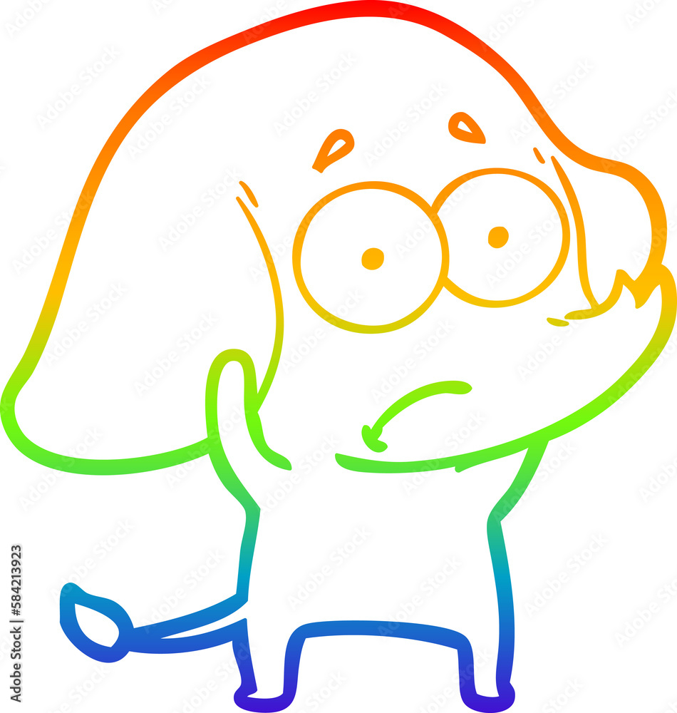 Obraz premium rainbow gradient line drawing cartoon unsure elephant