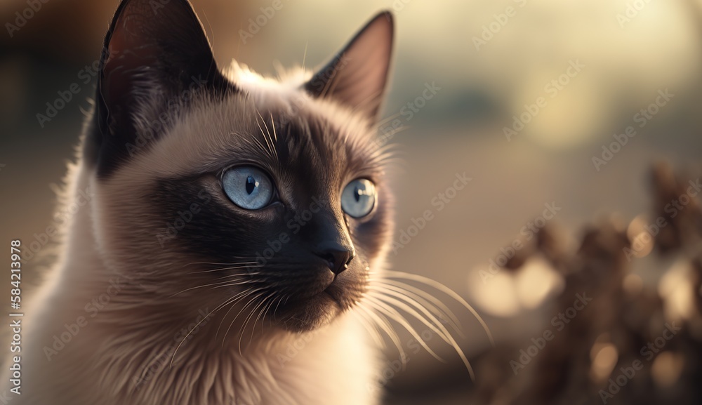 Beautiful Siamese Cat. A Portrait of Grace and Adventure.