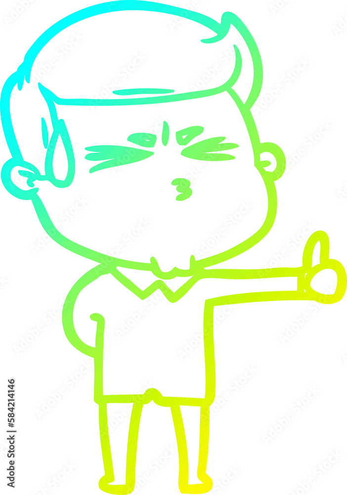 cold gradient line drawing cartoon man sweating cold gradient line drawing cartoon man sweating