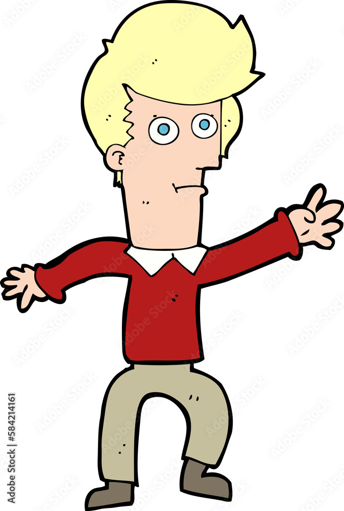 cartoon man waving