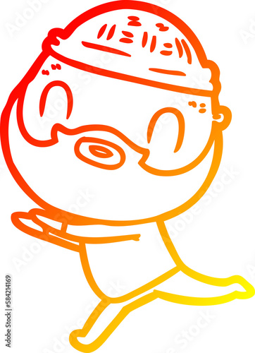 warm gradient line drawing cartoon bearded man