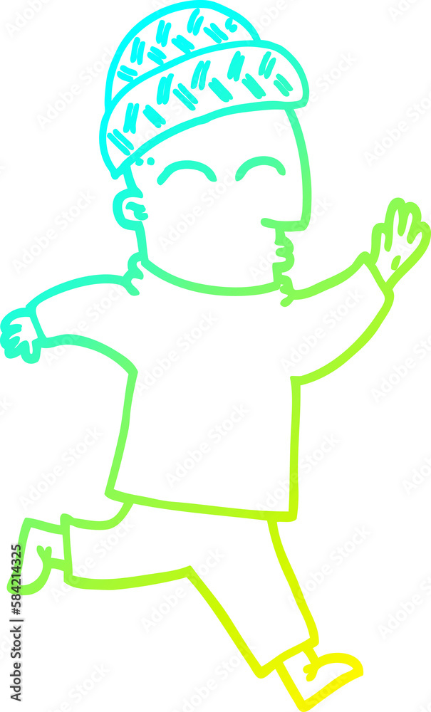 cold gradient line drawing cartoon man wearing hat cold gradient line drawing cartoon man wearing hat