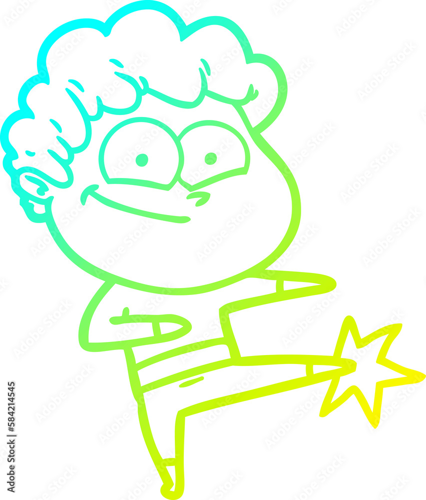 cold gradient line drawing cartoon happy man cold gradient line drawing cartoon happy man