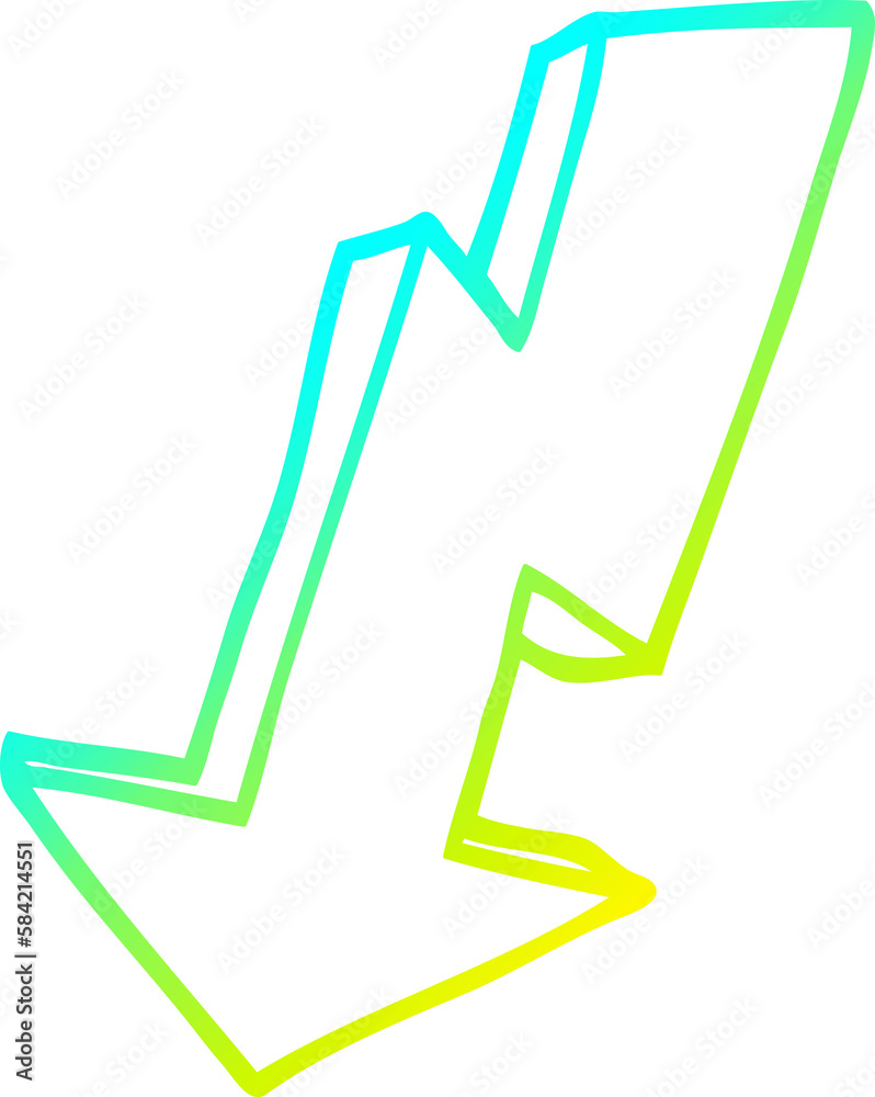 cold gradient line drawing cartoon lightning bolt