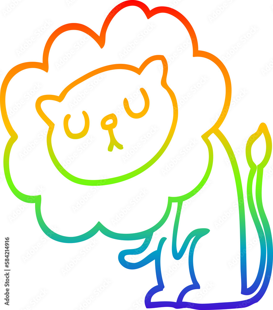 rainbow gradient line drawing cute cartoon lion rainbow gradient line drawing cute cartoon lion