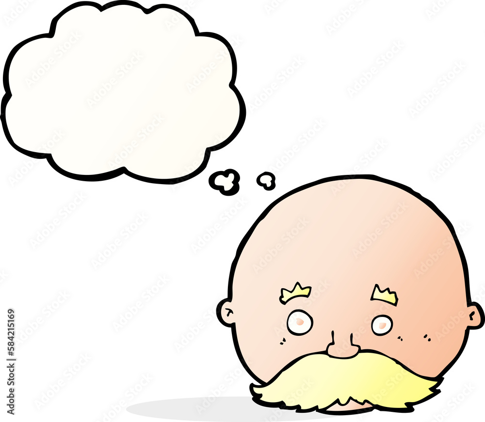 cartoon bald man with mustache with thought bubble cartoon bald man with mustache with thought bubble
