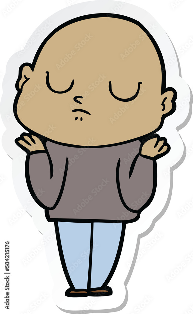 sticker of a cartoon bald man