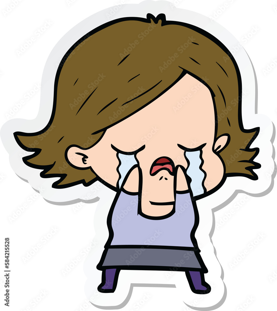 sticker of a cartoon girl crying sticker of a cartoon girl crying
