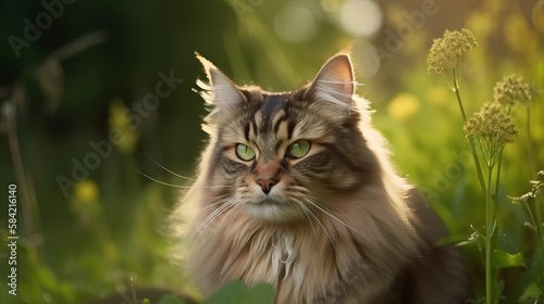 Beautiful Siberian Cat. A Portrait of Grace and Adventure.