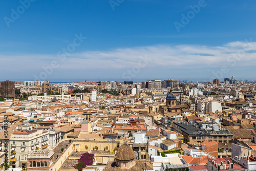 Panoramic Aerial View of Valencia City in Summer, Spain, Europe © wagner_md