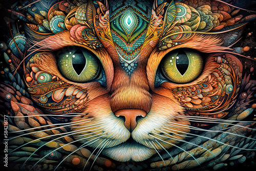 Canvas Print Mysterious ginger cat, AI generative