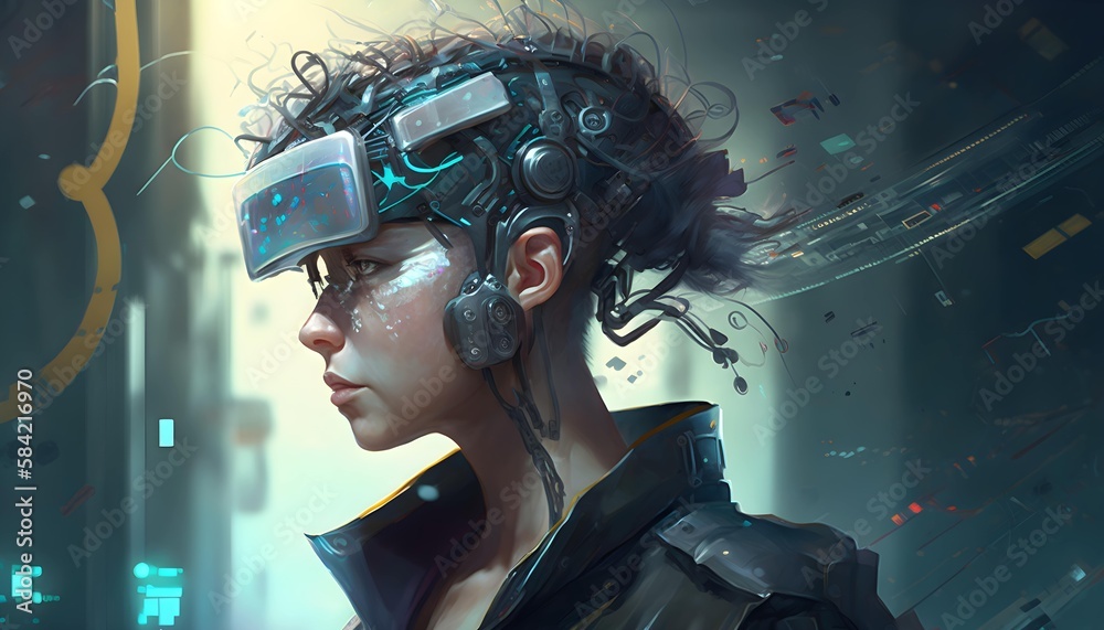 AI futuristic tech worker . Generative AI. AI futuristic tech worker . Generative AI.