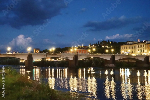 Grazie bridge at evening in Florence, Tuscany, Italy