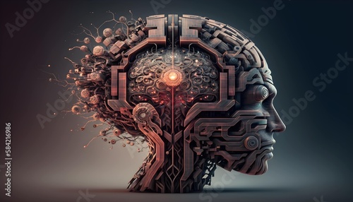 Futuristic ai brain. Generative AI.