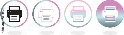 Print icon in circle gradation colour,printer icon for apps and websites,  printer sign in circle or print icon, print sign symbol