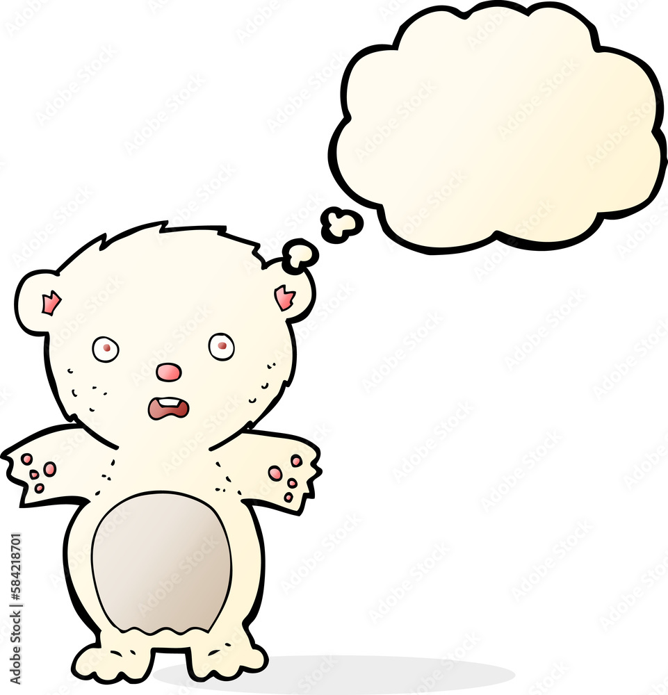 frightened polar bear cartoon with thought bubble frightened polar bear cartoon with thought bubble