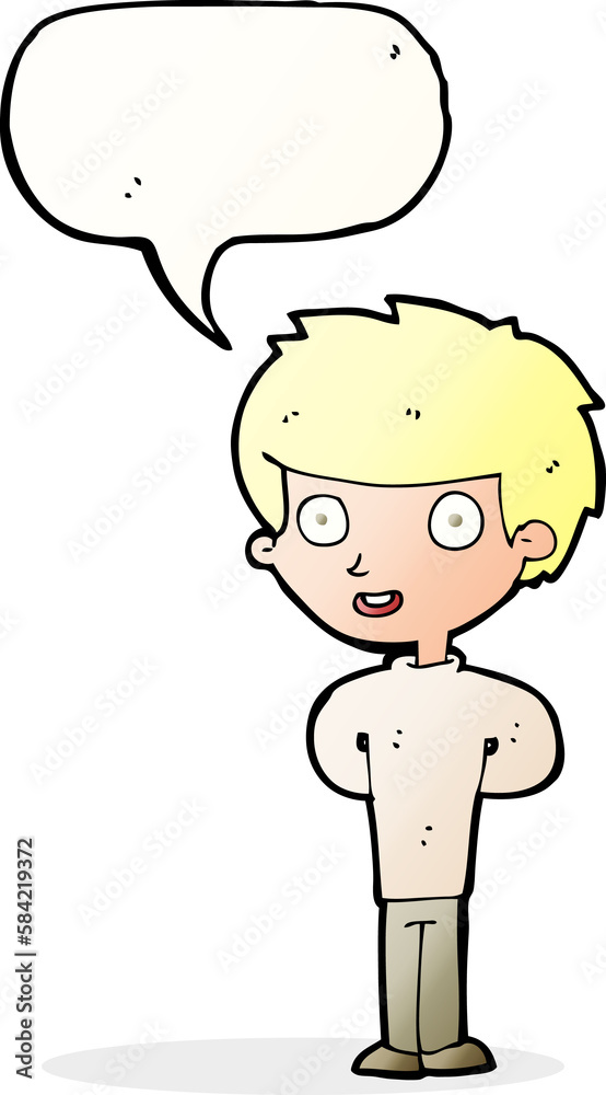 cartoon happy boy with speech bubble cartoon happy boy with speech bubble