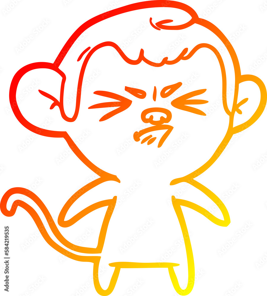 warm gradient line drawing cartoon angry monkey warm gradient line drawing cartoon angry monkey