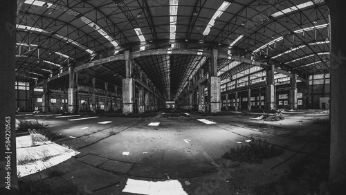 interiors and machinery, plants retaking possession of a disused abandoned industry, former cotton mill, industrial production