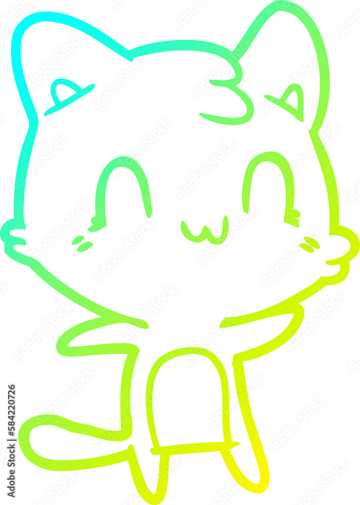 cold gradient line drawing cartoon happy cat cold gradient line drawing cartoon happy cat