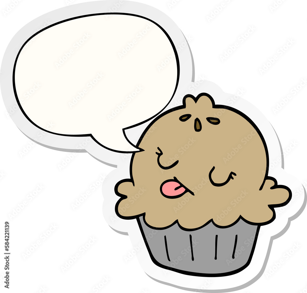 Fototapeta premium cute cartoon pie and speech bubble sticker