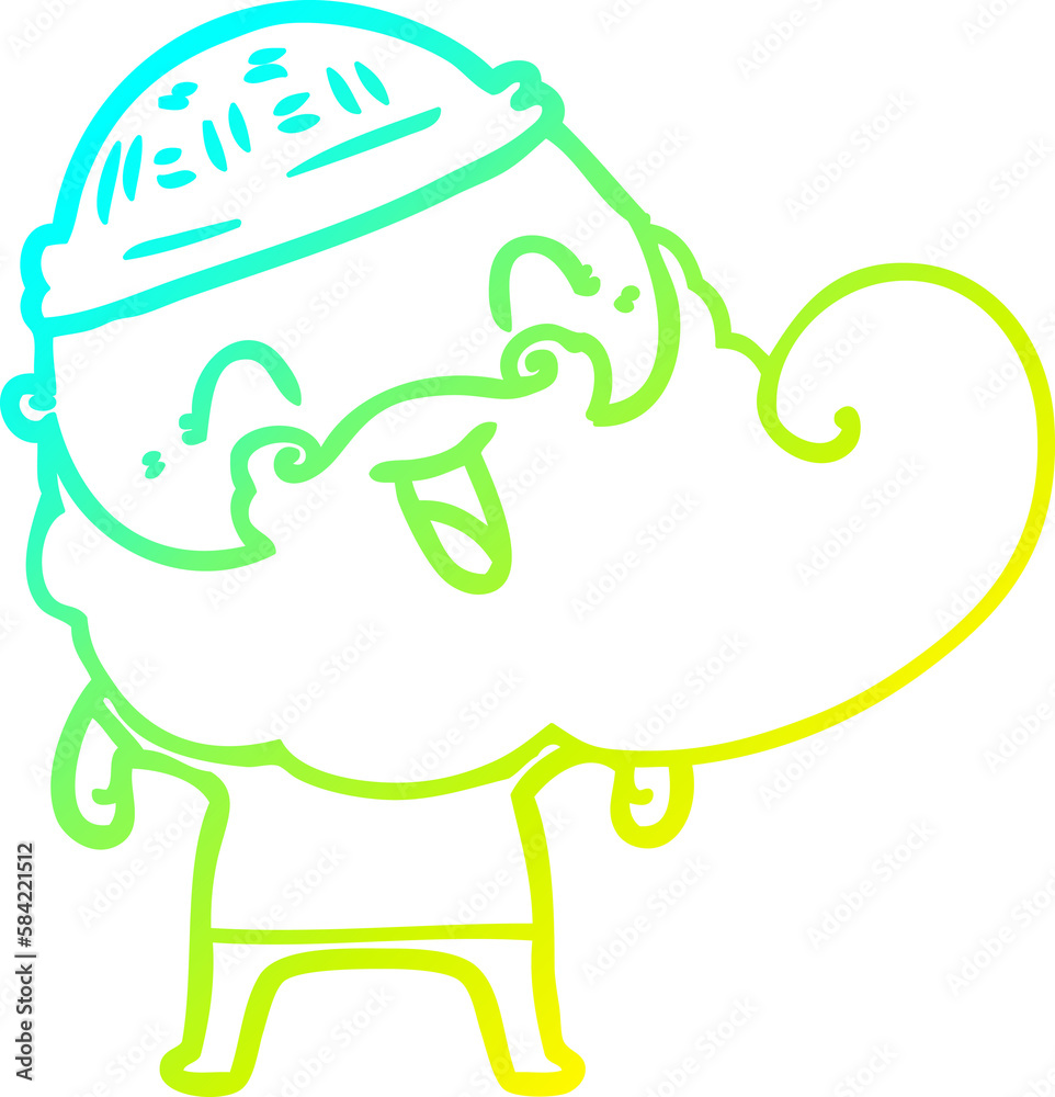 cold gradient line drawing happy bearded man cold gradient line drawing happy bearded man