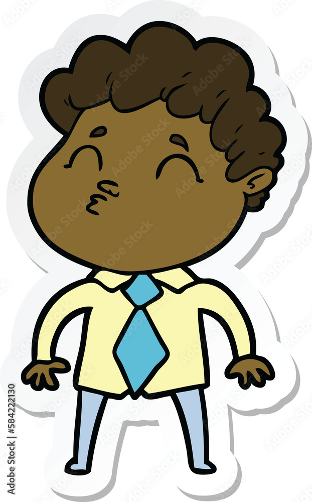 sticker of a cartoon man pouting sticker of a cartoon man pouting