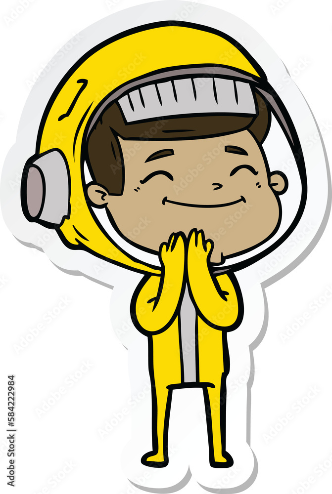 sticker of a happy cartoon astronaut sticker of a happy cartoon astronaut
