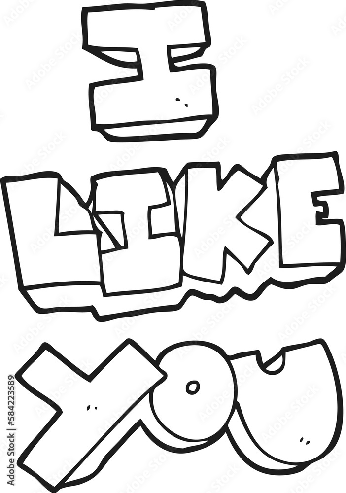 I like you black and white cartoon symbol I like you black and white cartoon symbol