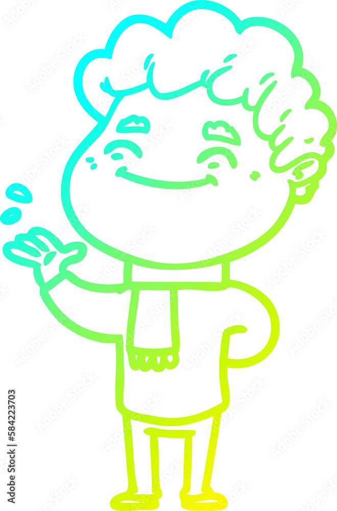 Obraz premium cold gradient line drawing cartoon friendly man