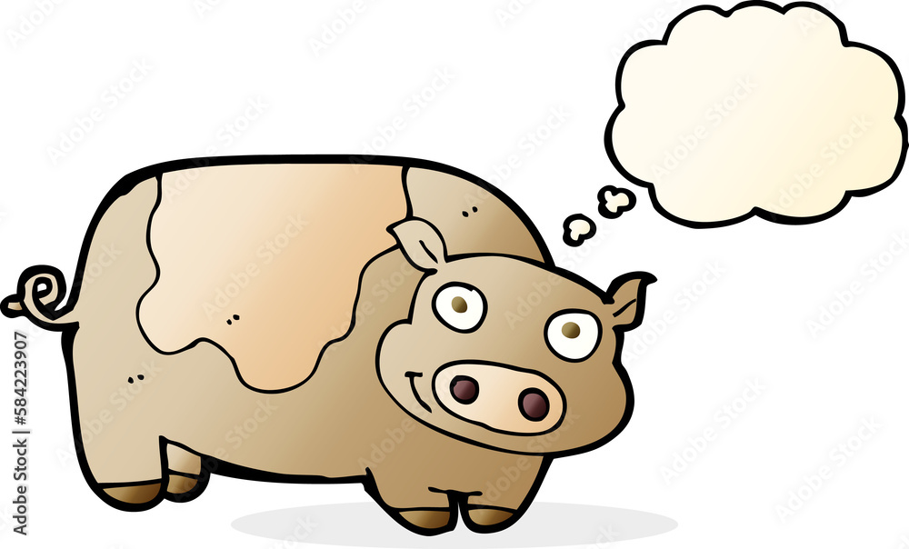 cartoon pig with thought bubble cartoon pig with thought bubble