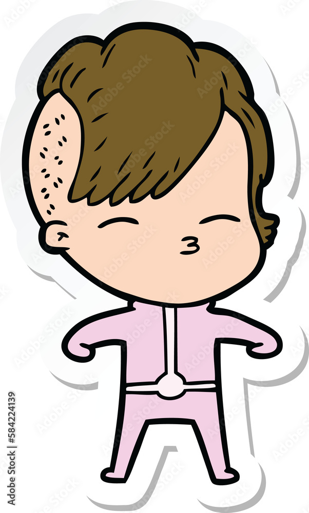 sticker of a cartoon girl wearing futuristic clothes sticker of a cartoon girl wearing futuristic clothes