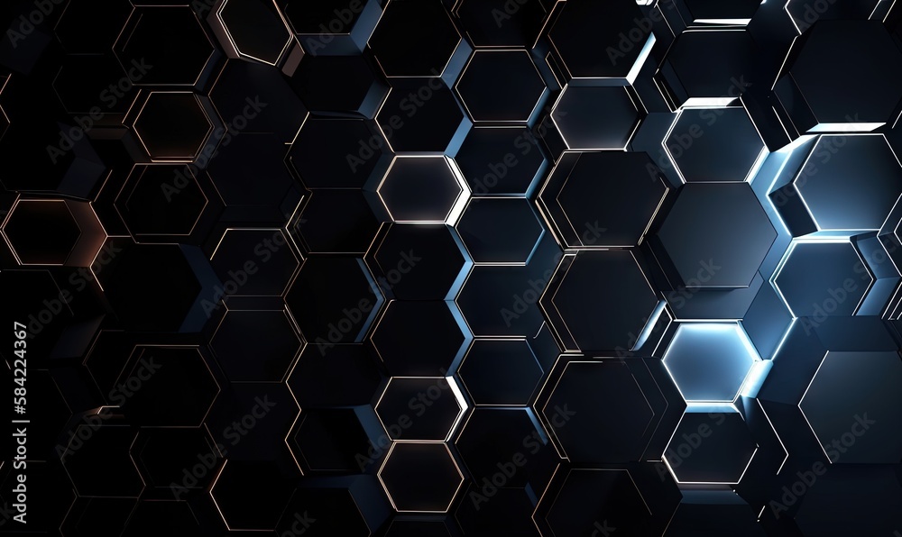 Abstract hexagon geometry background. 3d render of simple primitives with six angles in front. Generative AI. Abstract hexagon geometry background. 3d render of simple primitives with six angles in front. Generative AI.