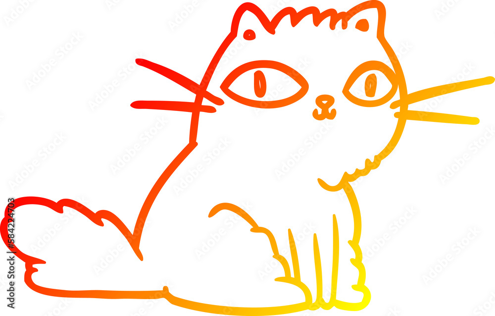 Obraz premium warm gradient line drawing cat looking right at you