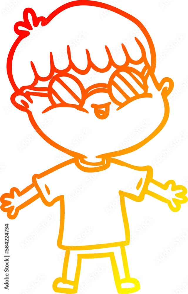 warm gradient line drawing cartoon boy wearing spectacles warm gradient line drawing cartoon boy wearing spectacles